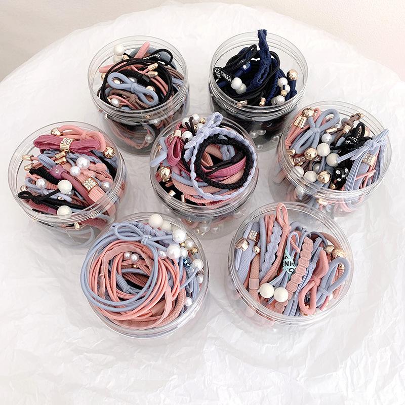 HỘP CHUN CỘT TÓC 50 SỢI - KIỂU CÁCH CÓ KÈM HỘP MÀU SẮC DỄ THƯƠNG Women Nữ