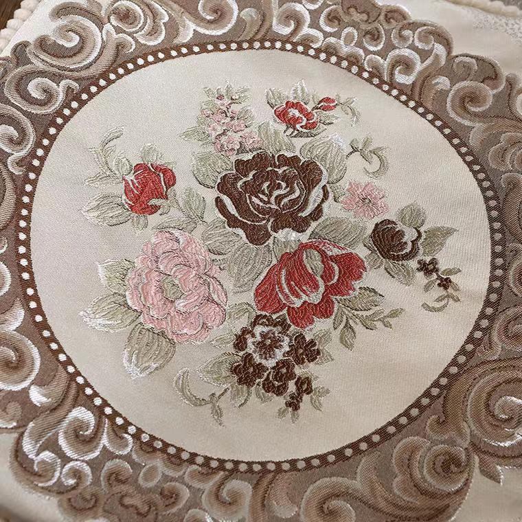 Vỏ gối tựa Lưng  Tây Âu gấm thêu hoa tỉ mỉ cao cấp sang trọng KT 45*45 6