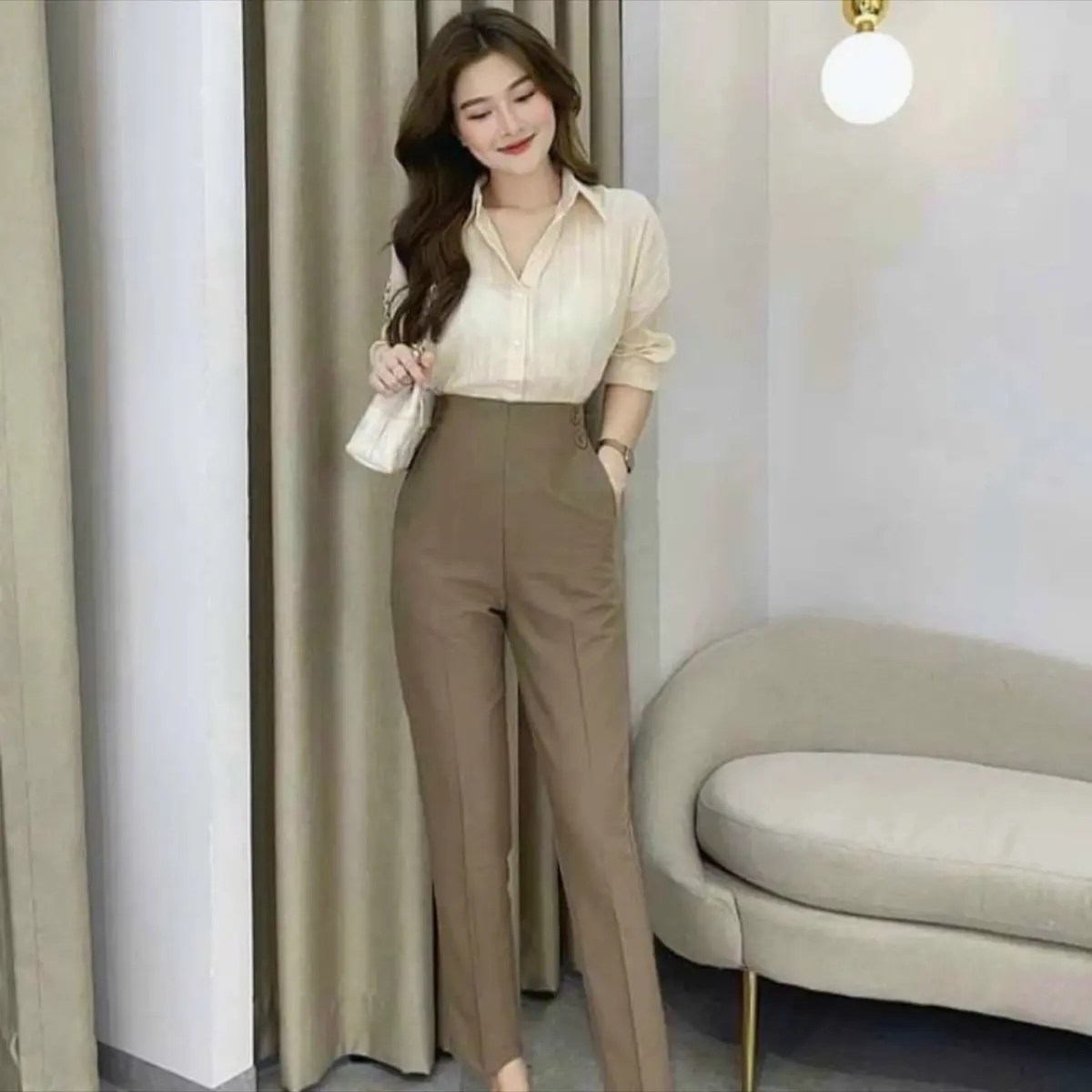 Quần baggy 4 khuy khoá giọt lệ  đằng sau Women