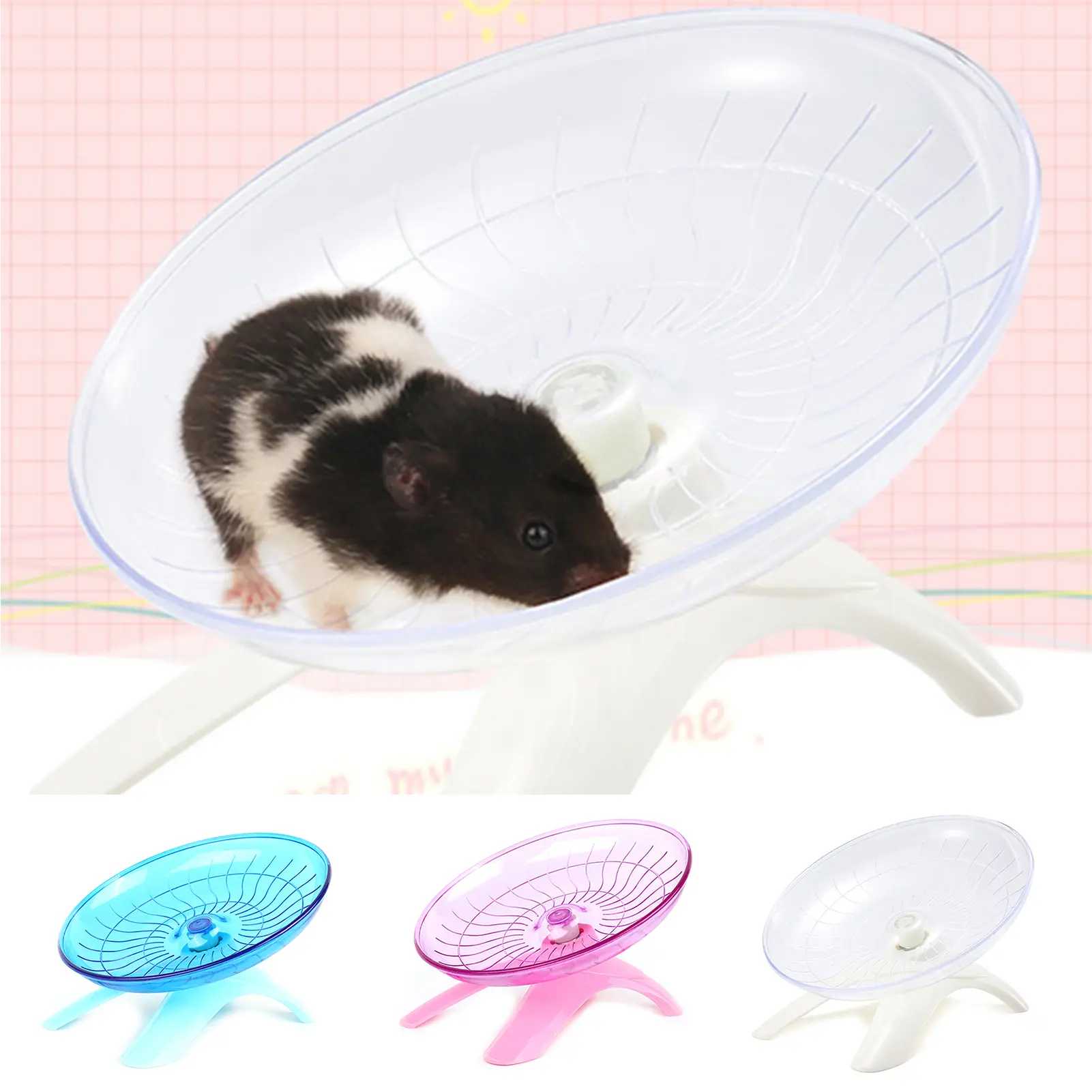 Daiditi-Hamster Flying Saucer Strong Load-bearing Silent Cage Accessories Hamster Exercise Flying Wheel for Cage