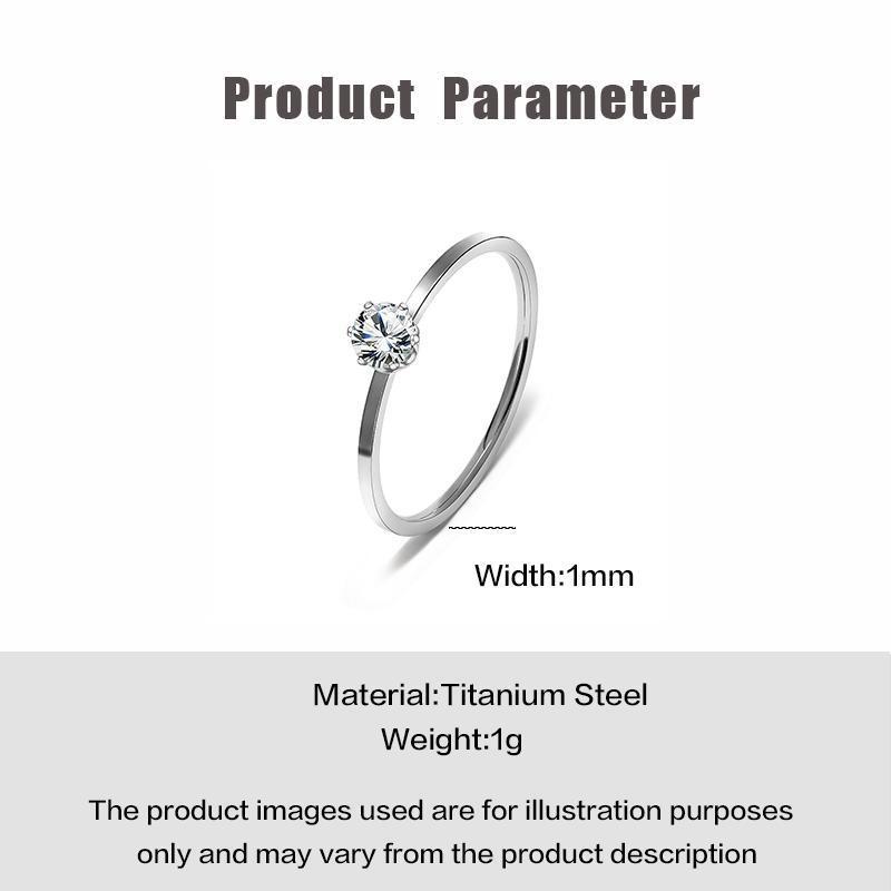 Nhẫn Thép Titan Hàn Quốc, Nhẫn Mạ Vàng 18k, Đính Đá Zircon Đơn 8