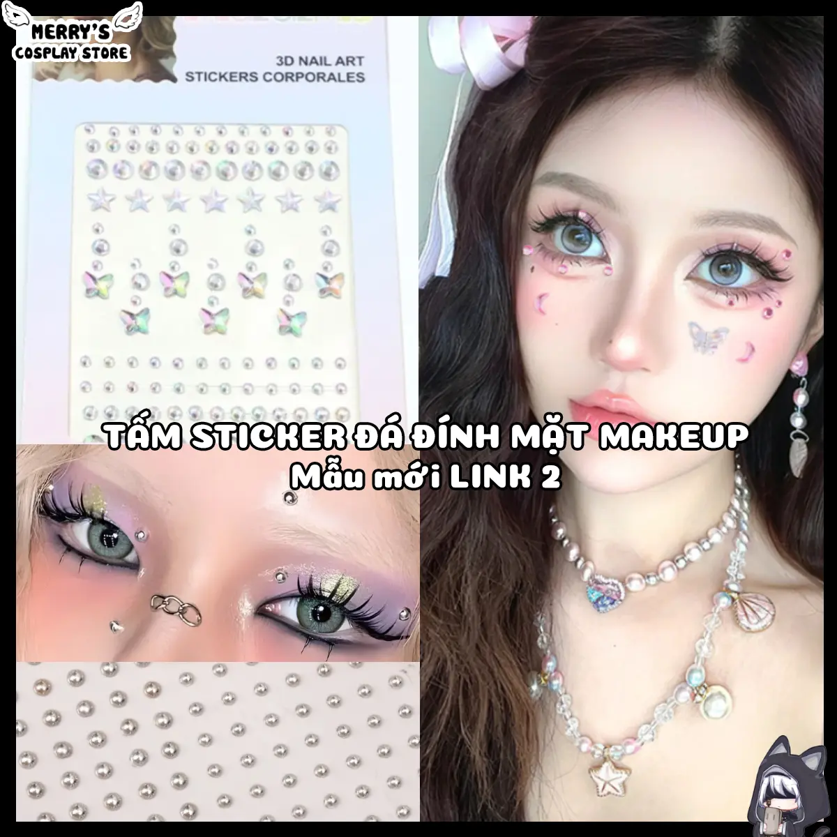 ￼[MẪU MỚI] Charm Đá Đính Mặt 3D Lấp Lánh Hỗ Trợ Trang Điểm Makeup Thiết Kế Nail Nữ