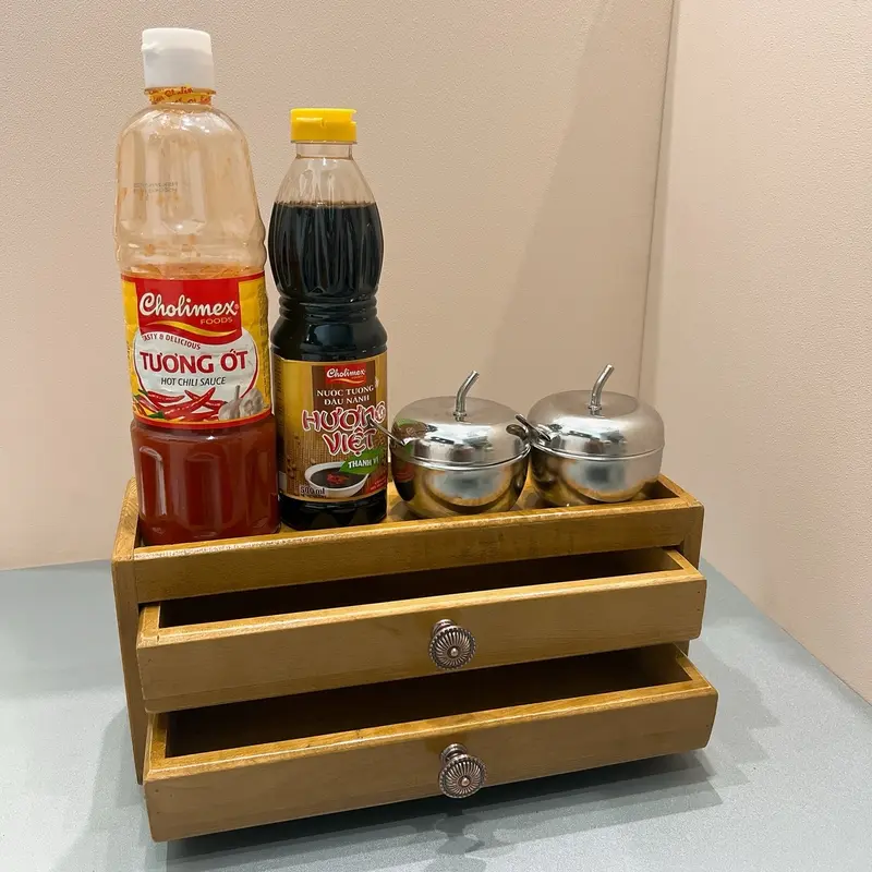 Hộp gỗ đựng đũa muỗng 1 ngăn & 2 ngăn 3