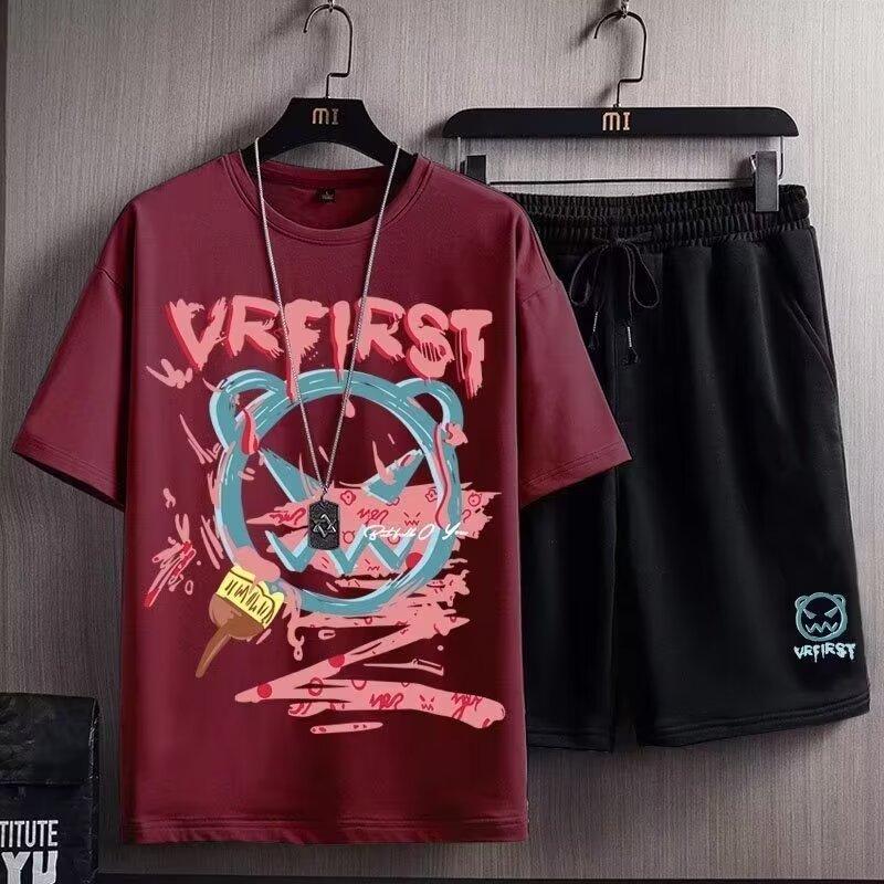 Product Introduction of Suits for Men Suits for Men 2024 New Summer Thin Handsome Clothes Sports Casual Wear Fashion Brand Suit Short T Shorts Two-Piece Set 9