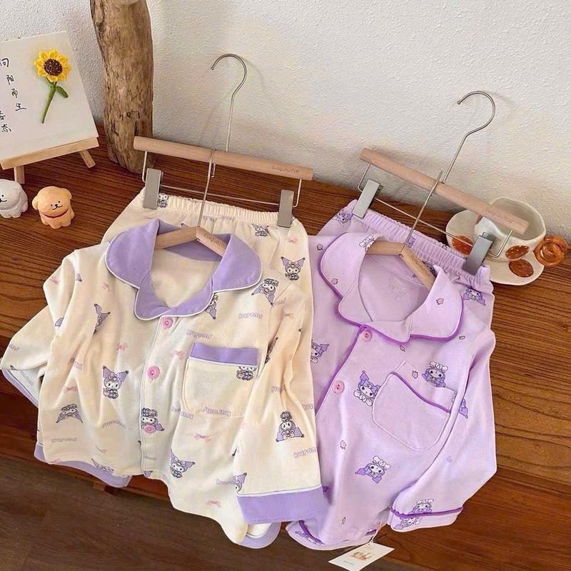 v07 Đồ bộ thu đông tay dài hoạt hình Moc Baby Store cho bé Nữ Áo Quần Ngủ Thun 10-36kg - Women bé gái THU đông Voi