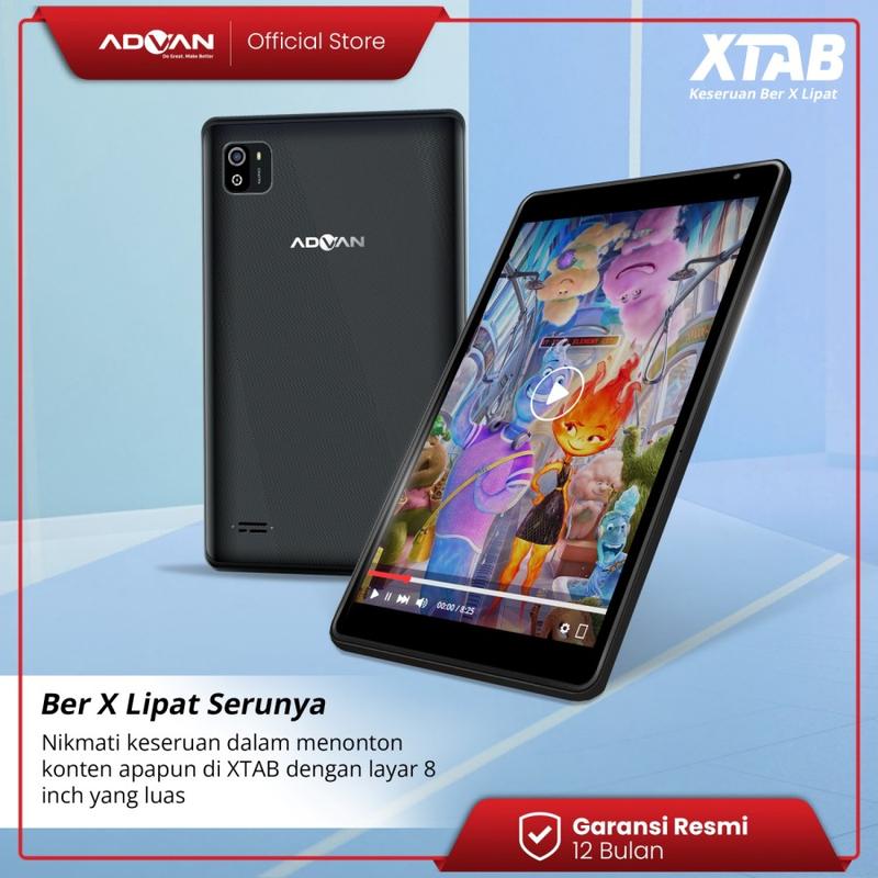 (FREE CASE) ADVAN XTAB 4GB/64GB 8" Inci Quadcore T310 Tablet Android 13 HD IPS Dual SIM 4G LTE Dual Camera WiFi Bluetooth 5
