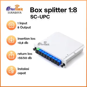 1 PER 8 BOKS BOX Passive Splitter SC UPC BOKS BARU BISA COD