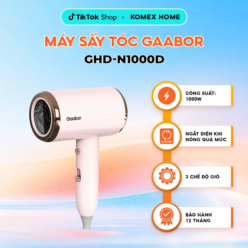 Máy Sấy Tóc Gaabor GHD-N1000D Mini 2 Chiều Nóng Lạnh 1000W Độ Ồn Thấp 1