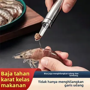 Alat-Alat Stainless Steel untuk Udang & Duren Keling – Alat Keluarkan Inti Duren Keling, Pisau Buka Punggung Udang Besar, Alat Mengorek Otak Udang, Alat Ambil Daging/Inti & Kupas Udang, Alat Hebat Buang Urat Udang