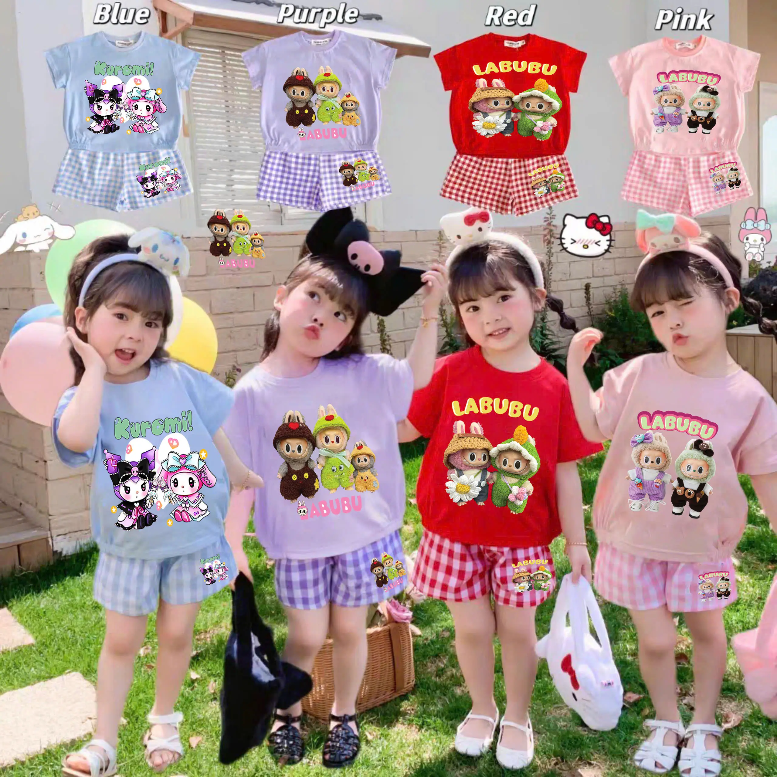 ComBo 4 Bộ Kẻ CaRô Bé Gái Mẫu LaLaBu In 5D  sezi 10.55kg