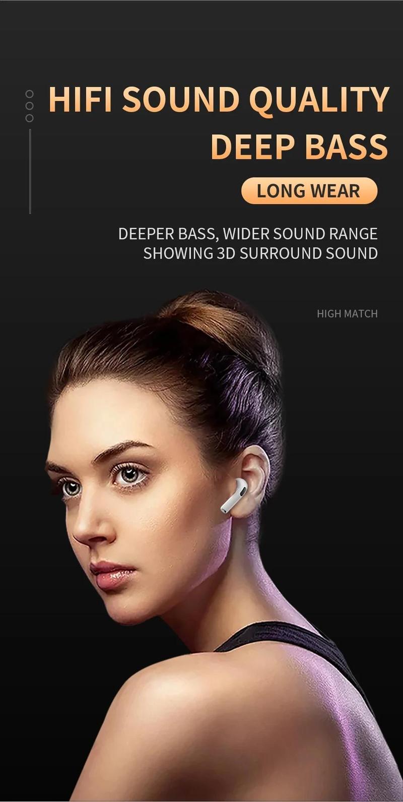 Product Introduction of Fon Telinga Bluetooth, Happigo, pro6 tws, Fon Telinga Wayarles, dengan Kawalan Sentuhan, Set Kepala Stereo 9D, Mikrofon Terbina Dalam, Produk Asal, Audio Fon Telinga Bluetooth, [COD] / PENGHANTARAN PANTAS] 20