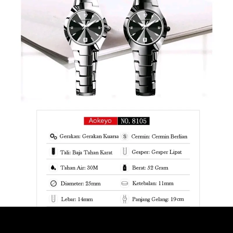 Jam Tangan Wanita AOKEYO Original Stainless Berlian Elegan 8