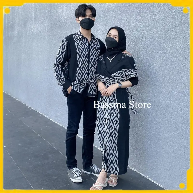 SET COUPLE TENUN BAJU KONDANGAN CLARA DRESS BLACK READY STOCK OUTFIT KEKINIAN Gamis Pendek 0
