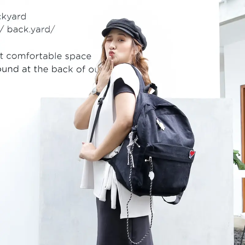 Himeku OOGIE MEDIUM Corduroy Backpack - Tas Sekolah Kuliah Kerja Sedang - Tas Laptop - Ransel Corduroy Pria Wanita 5