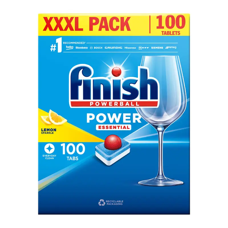 Viên Rửa Chén Bát Hương Chanh Finish Powerball Power Essential Lemon Sparkle - Dạng Thùng 100 viên siêu tiết kiệm 2