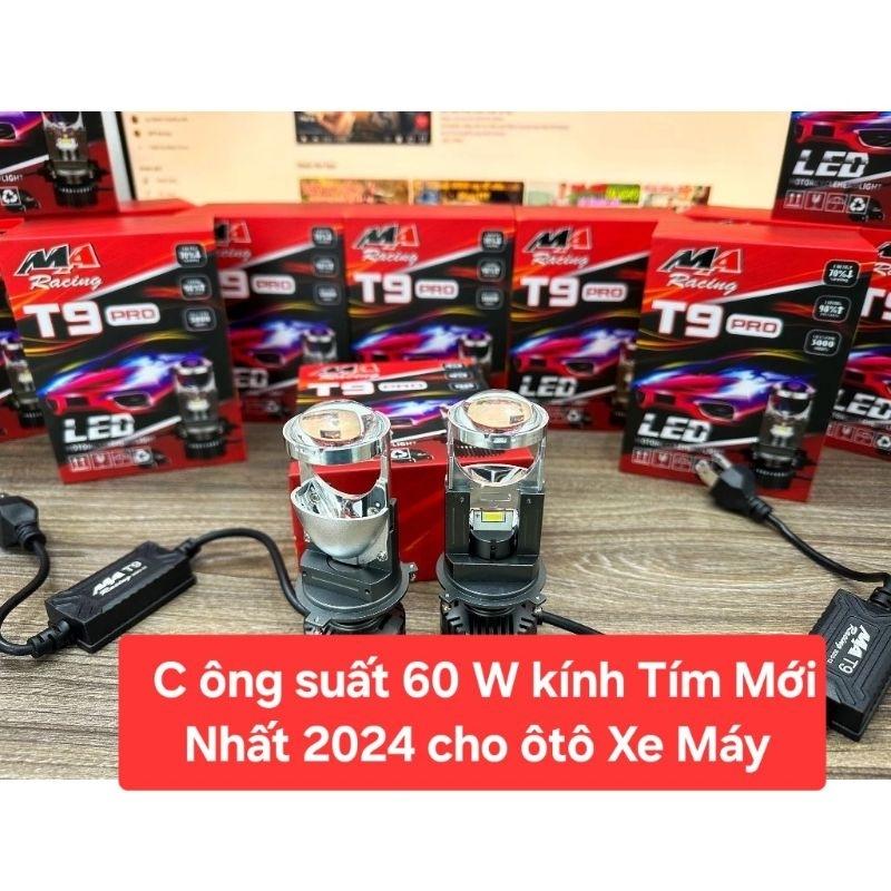 Đèn bi cầu pha led MA RACING T9 PRO 60W chân H4 full nhôm cắt ánh sáng trắng lắp ô tô xe máy Đèn Pha Phụ Tùng