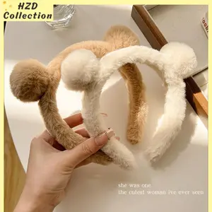 Bando Bulu Beruang Karakter Mewah Lucu Korea untuk Anak Perempuan dan Wanita Dewasa Bendo Pompom Halus Teddy Bear Kekinian Aksesoris Rambut HZD Collection BDO11