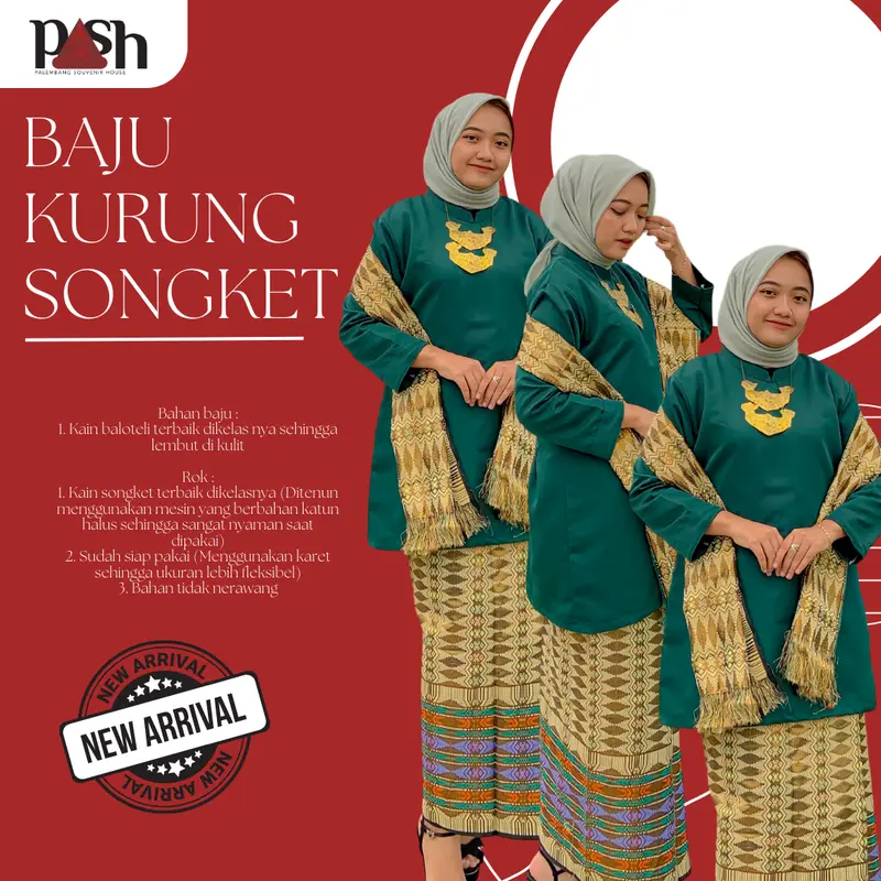 Songket PaSH - Set Baju Kurung Rok Songket dan Selendang | Baju Kurung Melayu Atasan Dress 1