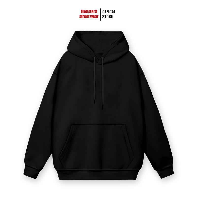 Áo Hoodie Trơn màu Basic nỉ bông Monster X Street nam nữ form rộng thu đông