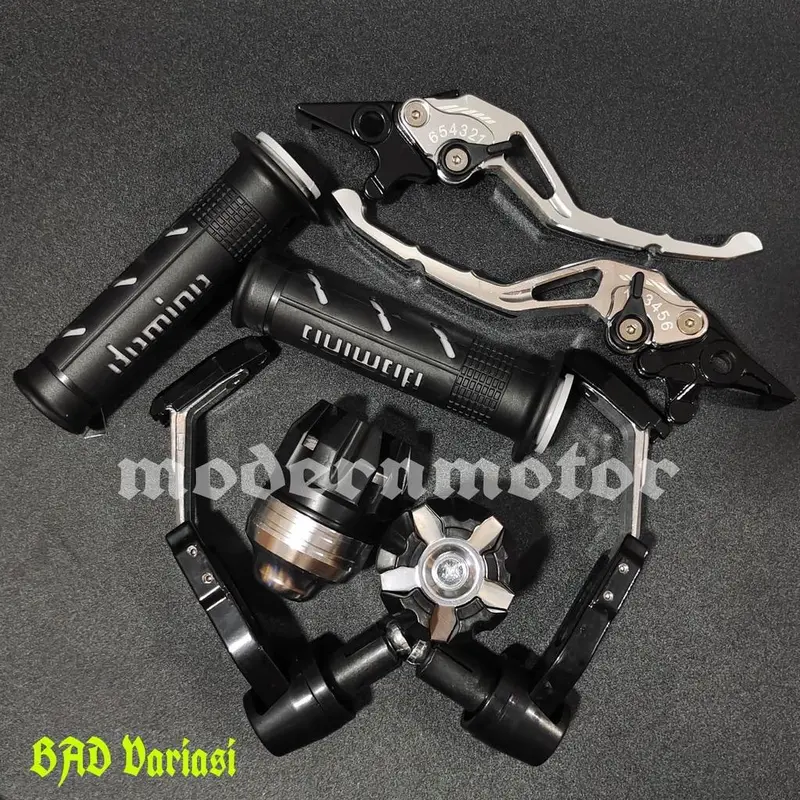 paket hemat 4 in1 Handle sisik CNC Stelan + Handgrip Dominoo + Proguard robot + Jalu as jumbo Outdoor 4