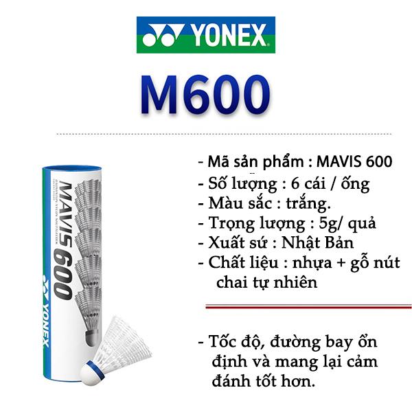 Cầu Lông nhựa YONEX MAVIS 600 chính hãng, đủ 2 màu, vàng chanh và trắng