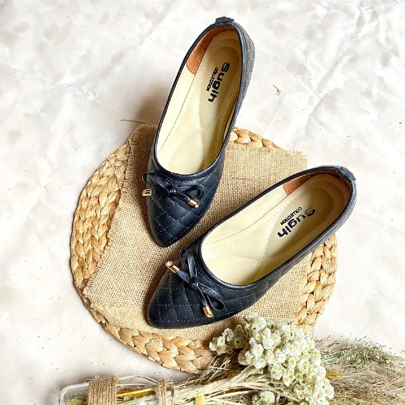 Flatshoes Clarine Sepatu Flat Shoes Wanita Pita 8 - Sandkasse Karet Kerja 3