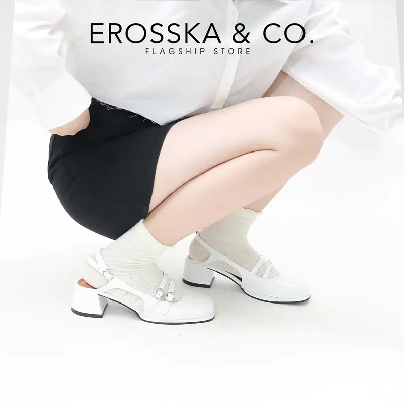 EROSSKA - Giày cao gót nữ Mary Jane quai ngang mũi vuông cao 5cm [Form Rộng lùi 1 size] - EL039 2
