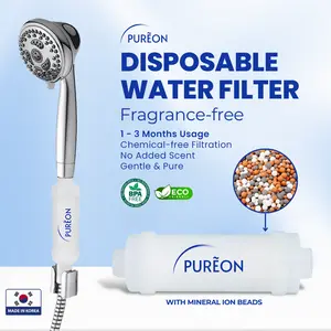 [ Made in Korea ] PUREON Disposable Water Filter Shower dengan Ion Beads | Filter Air Mandi Tanpa Aroma | FIlter Anti Iritasi | Filter Ion Beads | Filter Selang/Kepala Shower Mudah Pasang