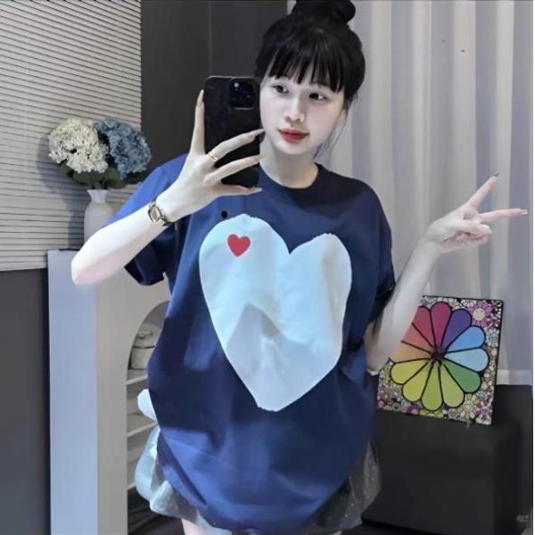 Áo Thun Trái Tim Xanh Than Có Mắt Chất Poly Mịn Co Giãn 2 Chiều Thấm Hút Mồ Hôi Nhẹ - Áo Form Rộng Nam Nữ Hot Trend Boy Phố ,Girl Phố ( Áo ️Tim)