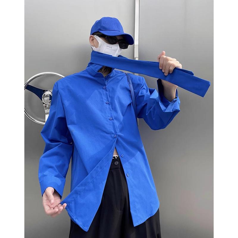Product Introduction of Áo sơ mi nam tay dài mix cà vạt rời Đỏ, Xanh coban, Đen thanh lịch Menswear Shirt 5