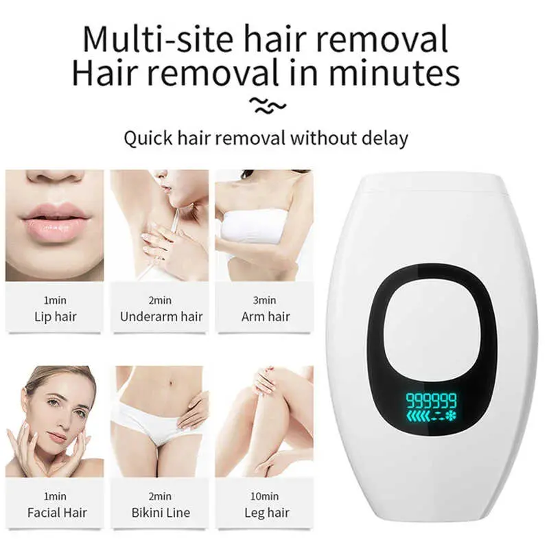 Máy tẩy lông IPL, dành cho phụ nữ, tẩy lông xung LCD, tẩy lông bằng laser, không đau, tông đơ 99999 Cạo Râu 1