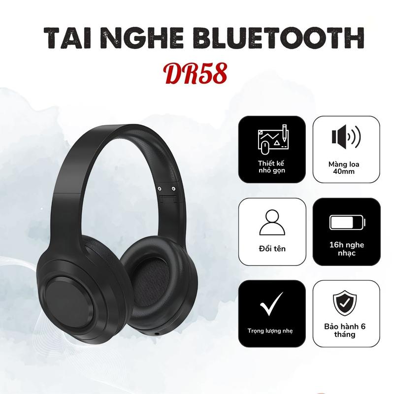 Tai Nghe bluetooth chụp tai  5.3 Không Dây  ANC DR58 nghe nhạc 20H bảo hành 1 năm Tai tai nghe trong & tai nghe  ống khử tiếng ồn  đỡ tiếng ồn   di động trên tai  headphones  Earphone Nhét Tai