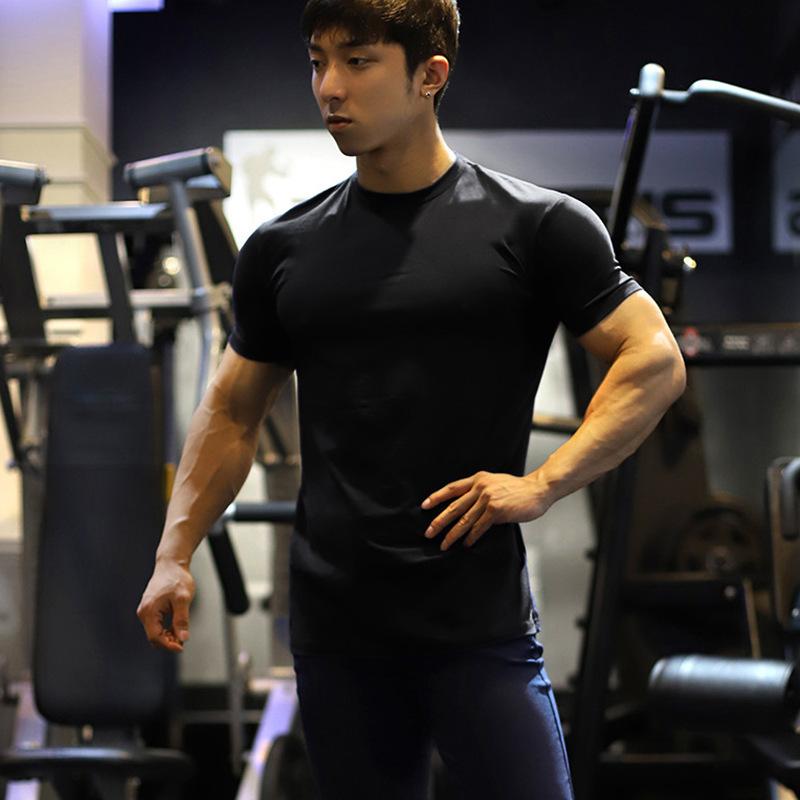 Product Introduction of 1Pcs Men's Summer Solid Color Slim Fit Elastic Loose Sports Short Sleeve 15