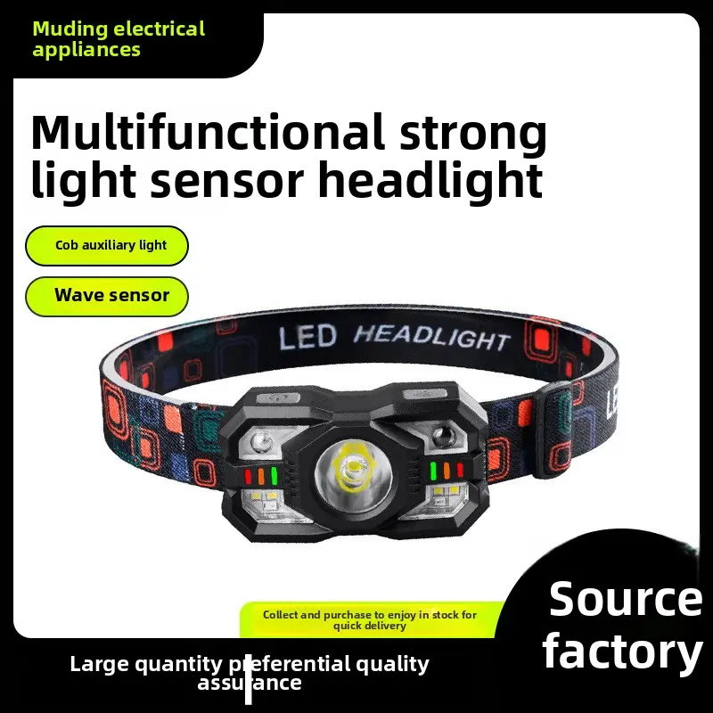 Hot-Selling Strong Light Induction Headlight Red and White Sidelight Long Endurance Mini Night Fish Luring Lamp Head-Mounted Outdoor Night Fishing Lamp