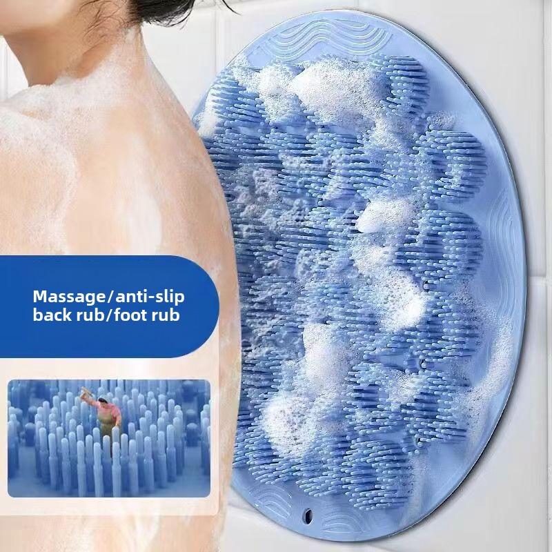Máy chà lưng Treo Tường, Mới cho năm 2025, Bàn Chải Tắm Silicon Tự Dính, Để sử dụng trong Vòi Hoa Sen, Tấm tẩy tế bào chết không tay, Có Cốc Hút, Sử Dụng toàn thân, Chống trượt và chống va đập mát xa 1