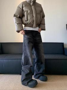 Men's Solid Color Jeans, Loose Casual Comfy Denim Pants for Daily Wear, Men's Bottoms for All Seasons, Cotton