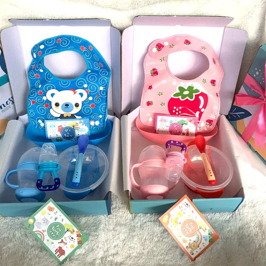 PILIH BOX - Hampers Baby Paket Mpasi Kado Bayi Feeding Set Laki Laki Perempuan - Kado Bayi Peralatan MPASI alat makan bayi mangkok sendok baby feeder celemek bib hampers bayi