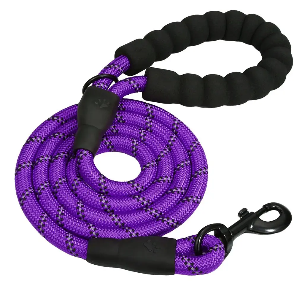 Rope Dog Leash with Comfortable Padded Handle, Highly Reflective Threads Dog Leash for Small Medium and Large Dogs, Pet Products, Prong Dog Collar, Pet Supplies