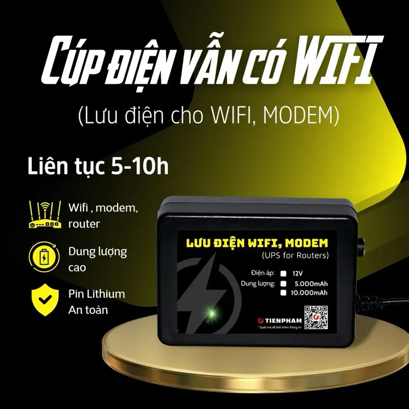 Lưu điện cho Wifi, Modem, Router - UPS 12V - Cúp điện vẫn có wifi.