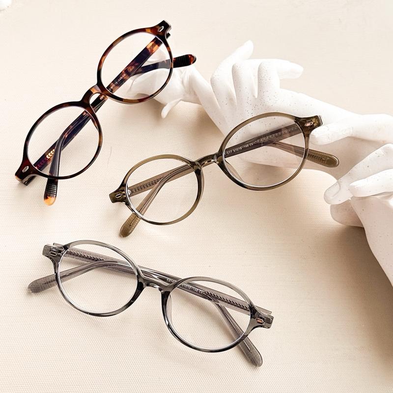 Gọng kính nhựa acetat cốt kim loại oval nhỏ y2k HN9141 mắt