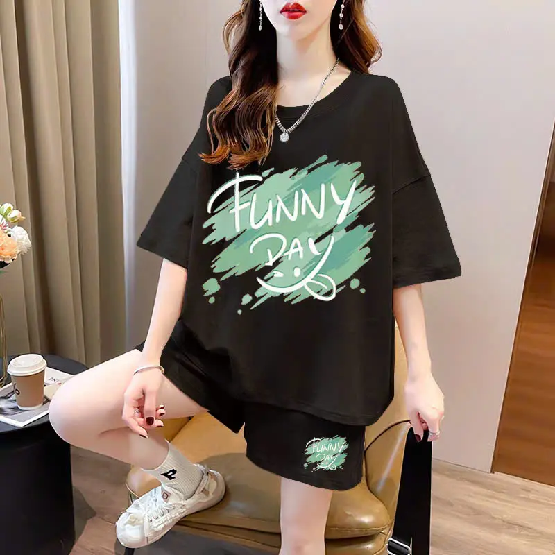 Bộ áo thun bé gái và quần đùi 1803251 phom thụng ,chất su , đủ size từ 9 đến 65kg