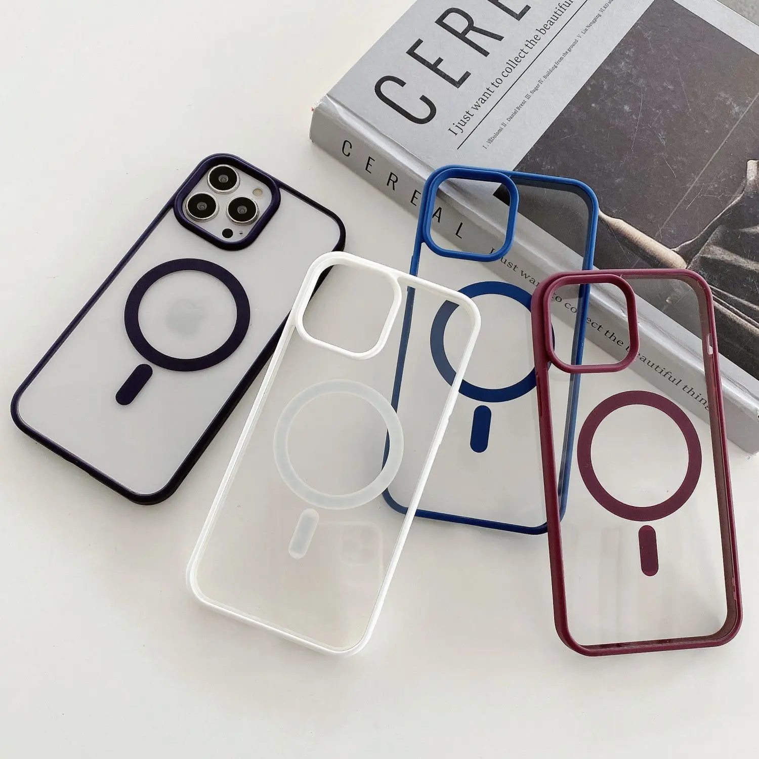 Transparent Acrylic Color Magnetic Apple 15 Simple Iphone14pro Phone Case 13/12/11 Advanced XS Pro Max Plus iPhone Protective Case Phone Case