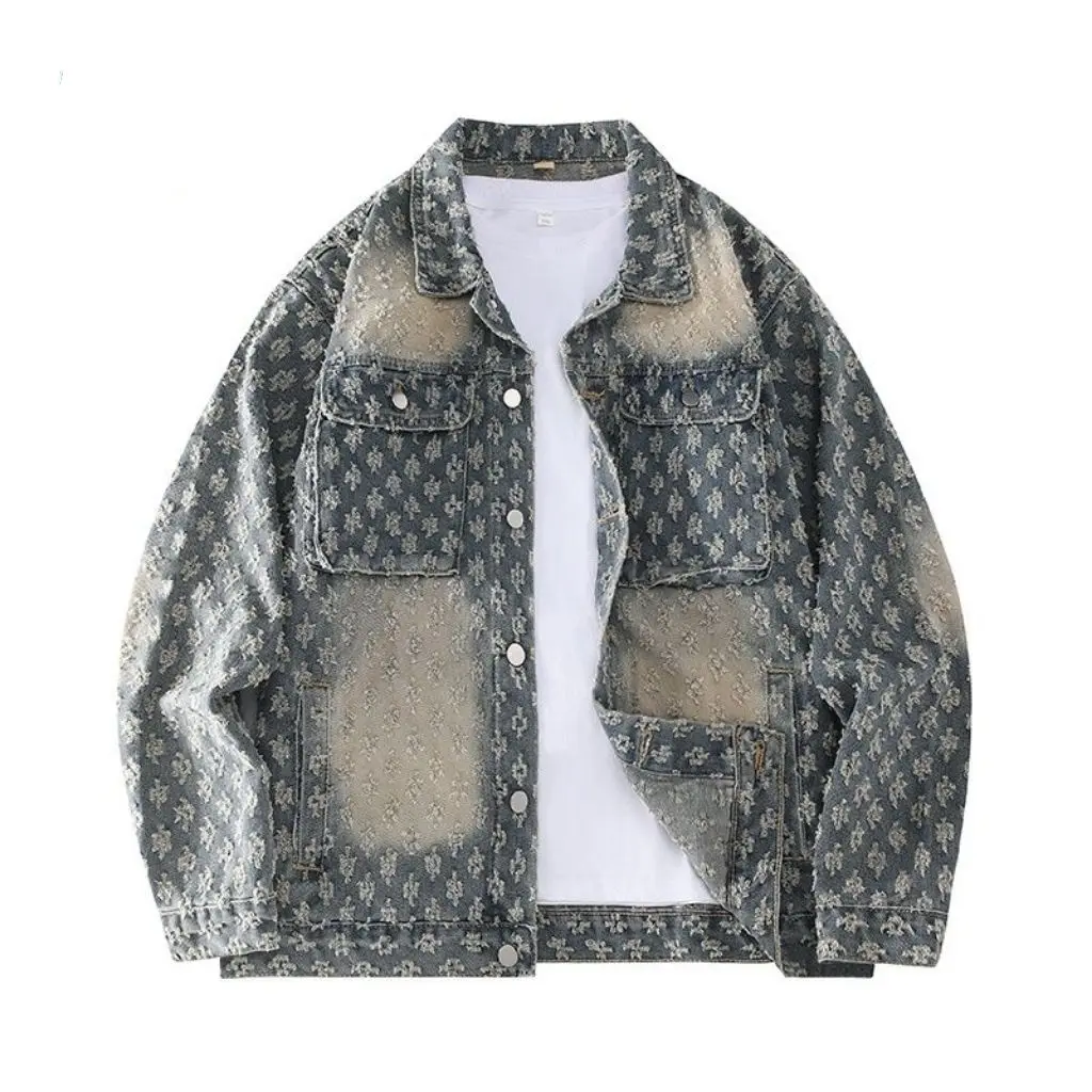 Áo Khoác Denim, Phong Cách Bảo Hộ Lao Động Mỹ, Dành Cho Nam Giới, Mùa Xuân Và Mùa Thu, Phong Cách Cũ Đã Giặt, Thương Hiệu Thời Trang Cao Cấp, Pu Shuai, Áo Khoác Thường Ngày Rộng Thùng Thình
