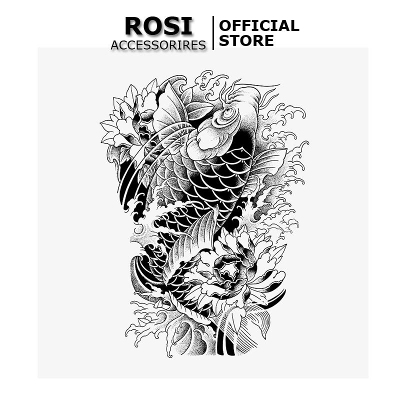 Hình xăm cá chép 15 ngày chống nước HC-477 miếng dán hình săm tạm thời cực đẹp