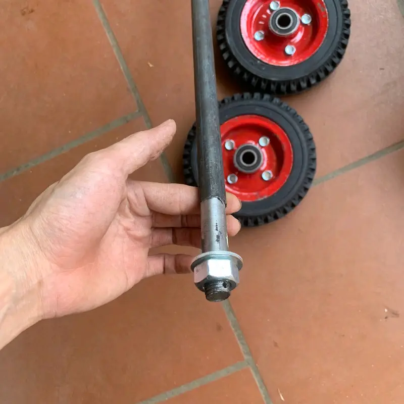 bộ 2 bánh xe 20cm & trục phi 17 dùng để chế xe đẩy hàng 7