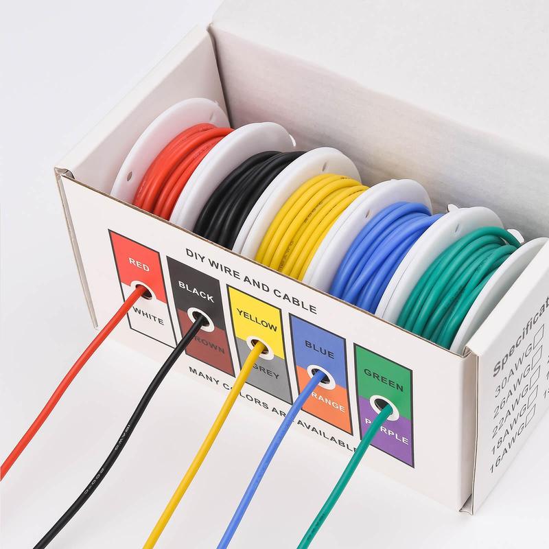 18 AWG Stranded Electrical Wire, 1 Set 18 Gauge Tinned Copper Wires, Flexible Silicone Electric Hookup Wire Kit, DIY/Automotive/Home/Power Wiring Kit 3