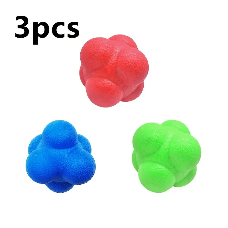 3pcs Hexagonal Speed Training Balls, Sensitivity Response Elastic Balls, Natural Rubber Agility and Reflex Training, Various Colors, Suitable for Adults, Suitable for Independence Day, New Year, Labor Day, Father's Day, Teacher's Day 5