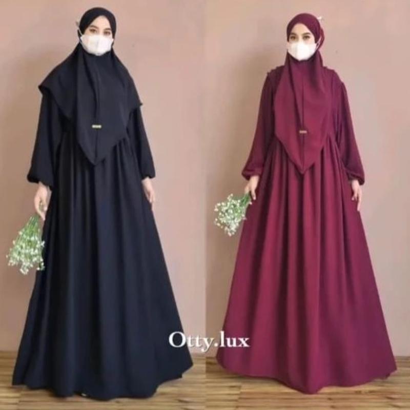 Al Zirah Syari Set Khimar / Gamis Syari CRINKLE AIRFLOW / Baju Gamis Plus Khimar Size M L XL / Gamis Crinkle Syari Jumbo Busui / High Muslim 6