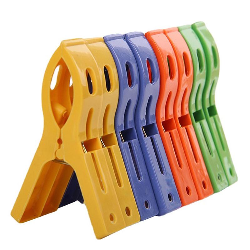 8ps/set Hanger Clips Large Plastic Windproof Beach Towel Clothes Pins Spring Clamp Clothespin Powerful Hot New Cheap 2