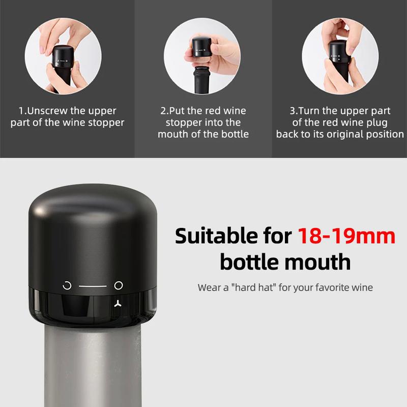 Product Introduction of 1/2Pcs Vacuum Red Wine Champagne Bottle Stopper Set Sealed Bottle Cap Stopper Leak-proof Retain Freshness Wine Bottle Plug Kitchen Silicone Utensils Cork Rotating Round 23
